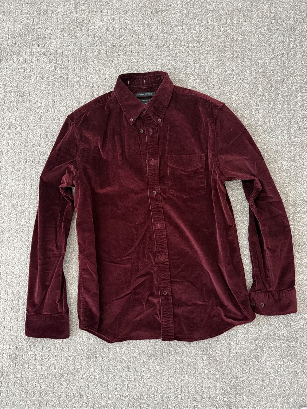 Banana Republic Men's Burgundy Corduroy Button-Down Shirt